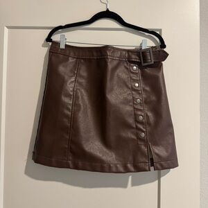 Brown Leather Mini Skirt